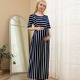 thumbnail image 5 of UFOUND Maternity Simplicity Striped Round Neck Convenient Nursings Mid Sleeve Breastfeeding Women's Dresses, 5 of 9