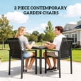 thumbnail image 3 of Set of 2 Stackable Outdoor Patio Chairs, Black Steel Frame and Breathable Texteline Fabric Garden Seats with Armrests for Balcony, Terrace, Backyard and Dining Area, 35" H, 3 of 7