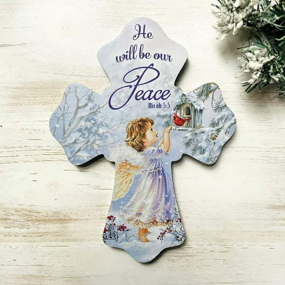Glow Decor 265120 6 x 8 in. He Will be Our Peace with Glitter Wall Cross