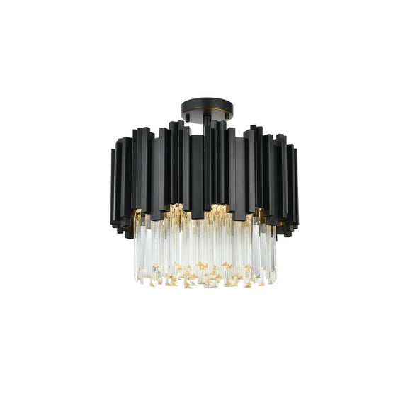 Elegant Lighting Willow 16" Flush Mount in Black