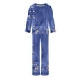 thumbnail image 5 of Oalirro Womens Pajamas Set Casual Long Sleeve Top with Long Pants Homewear Pjs Set Loungewear Blue,L, 5 of 6