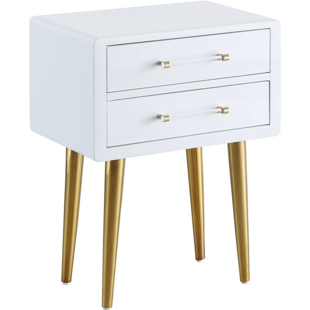 Meridian Furniture Contemporary Rich White Lacquer Side Table In Gold Finish 20 W X 16 D 27 H Com - Contemporary White Lacquer End Tables Meridian Furniture Contemporary Rich White Lacquer Side Table In Gold Finish 20 W X 16 D 27 H Com - Contemporary White Lacquer End Tables