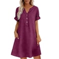thumbnail image 4 of Women's Dresses Plus Size Solid Resort Dress Wrap V Neck for Summer, 4 of 5