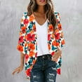 thumbnail image 2 of yoeyez Cardigans for Women Trendy,Womens Floral Chiffon Open Front Kimono Cardigan 3/4 Length Sleeve Womens Tops Casual Beach Cover Up Multicolor,S, 2 of 5
