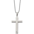 thumbnail image 2 of Chisel Stainless Steel Brushed and Polished Layered Cross Pendant on a Ball Chain Necklace - 22", 2 of 7