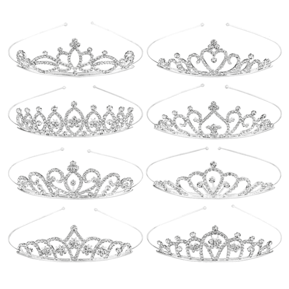 8 Pack Silver Dazzling Rhinestone Crown Headbands for Girls Teens Women Brides, Wedding Birthday Party Prom Princess Crystal Tiaras