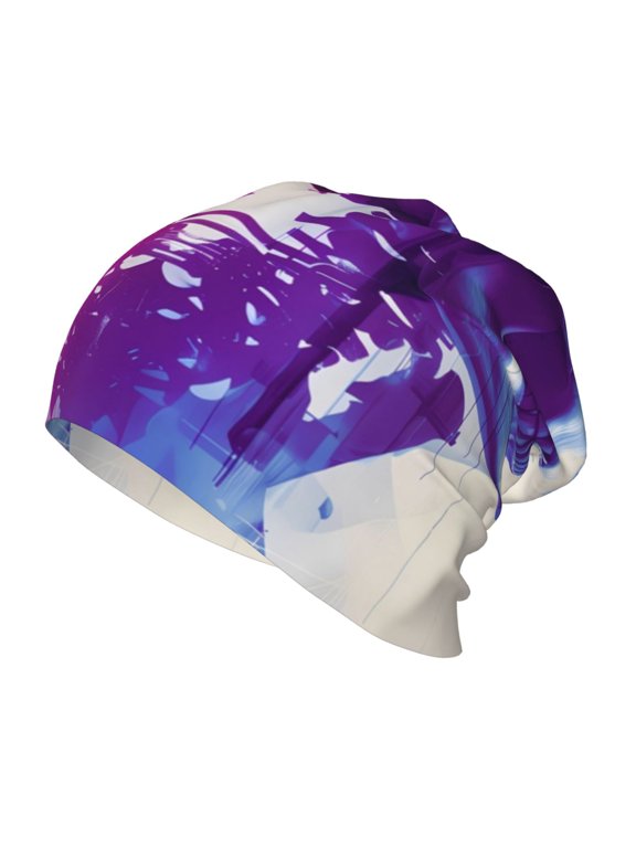 Dual Skulls Colorful Fusion Print Beanie Hat Toddler Girls Boys, Baby Hats Winter Warm Knitted Thermal, Kids Winter Caps