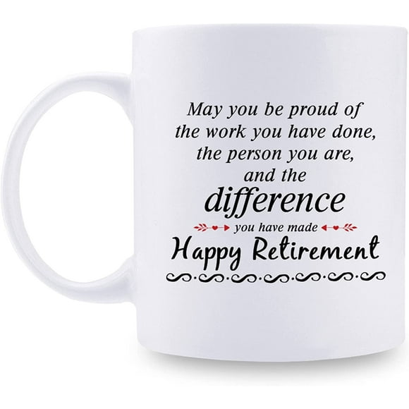 Happy Retirement Gifts for Women Men - Unique Retired Gifts Ideal, Going Away Gift for Coworker, 11 oz Retirement Mug for Coworkers Office & Family