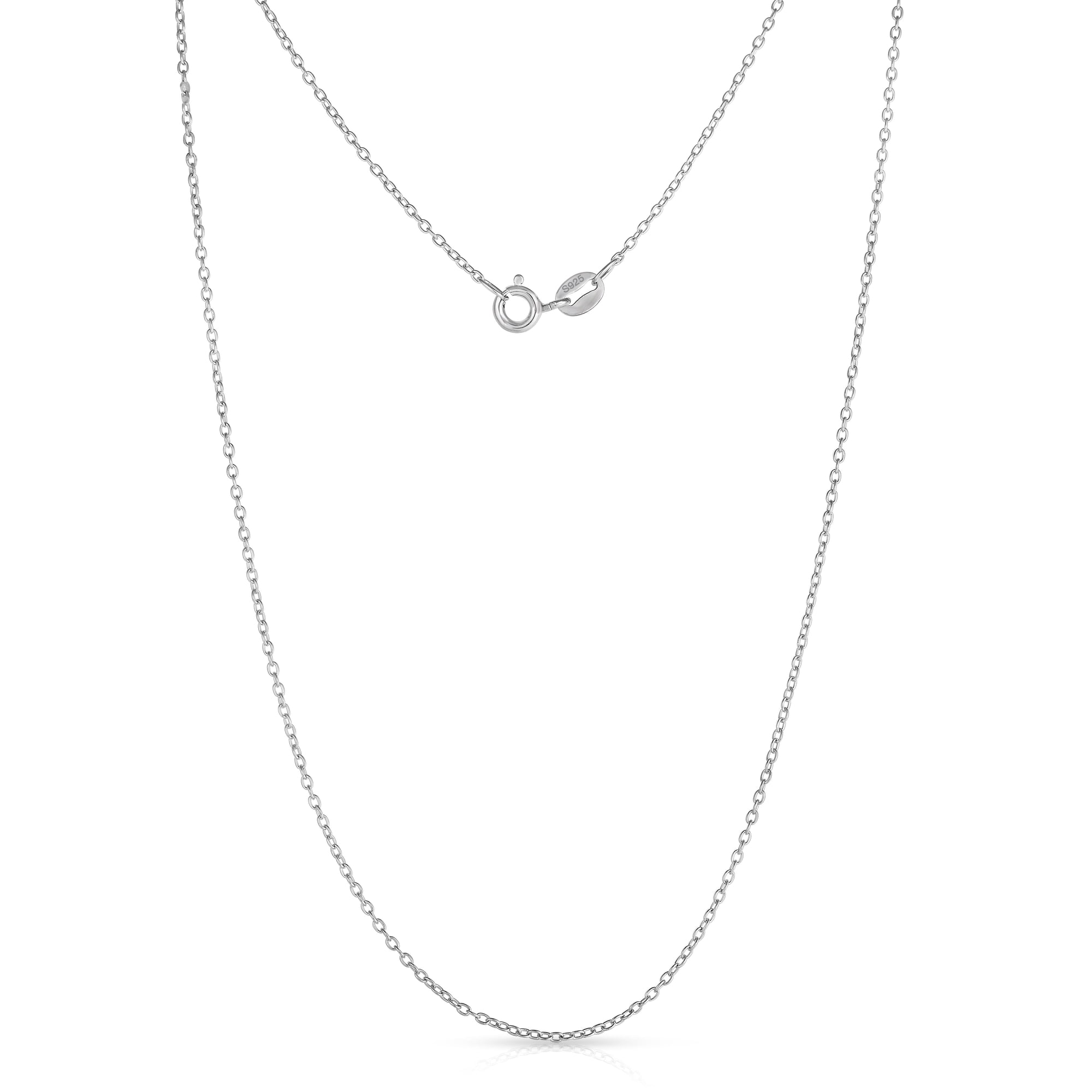 Tilo Jewelry Solid 925 Sterling Silver 1mm Cable Chain Necklace with Secure Spring-Ring Lock | 16 Inch | Everyday Necklace for Women, Men, Unisex