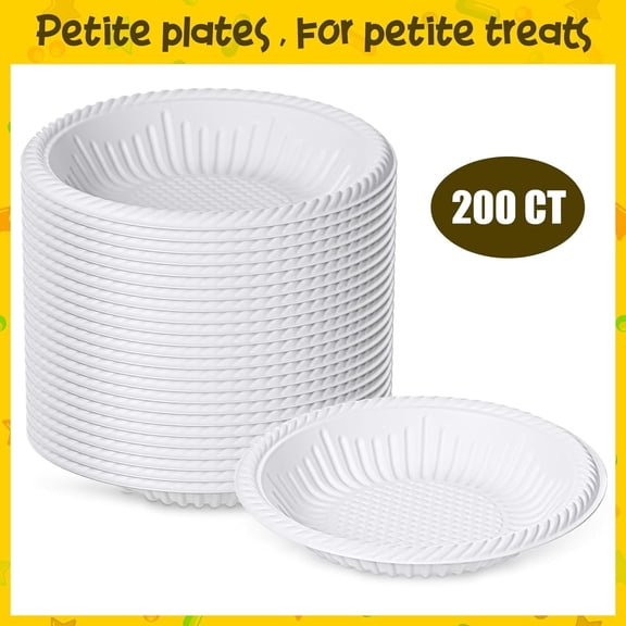 PYAN-200 Count Small Paper Plates 4 Inch Disposable Round Paper Plates Bulk Heavy Duty Mini White Tableware for Dinner Cake Appetizer Easter Graduation Holiday Christmas Party Supplies