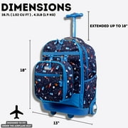 J World Boys And Girls Duo 18 Rolling Backpack With Lunch Bag For School And Travel, Spaceship
