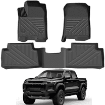 Car Floor Mats for 2023-2024 Chevrolet Colorado Crew Cab - Full Set, Custom Fit TPE Rubber Non-Slip Automotive Floor Liners, Easy to Clean All-Weather Car Mats