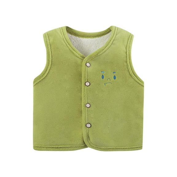 Kaemgyyd Baby Boy Girls Sleeveless Jacket Cute Print Sherpa Fleece Lined Button down Vest Toddler Fall Winter Outerwear 3 M-5 Y