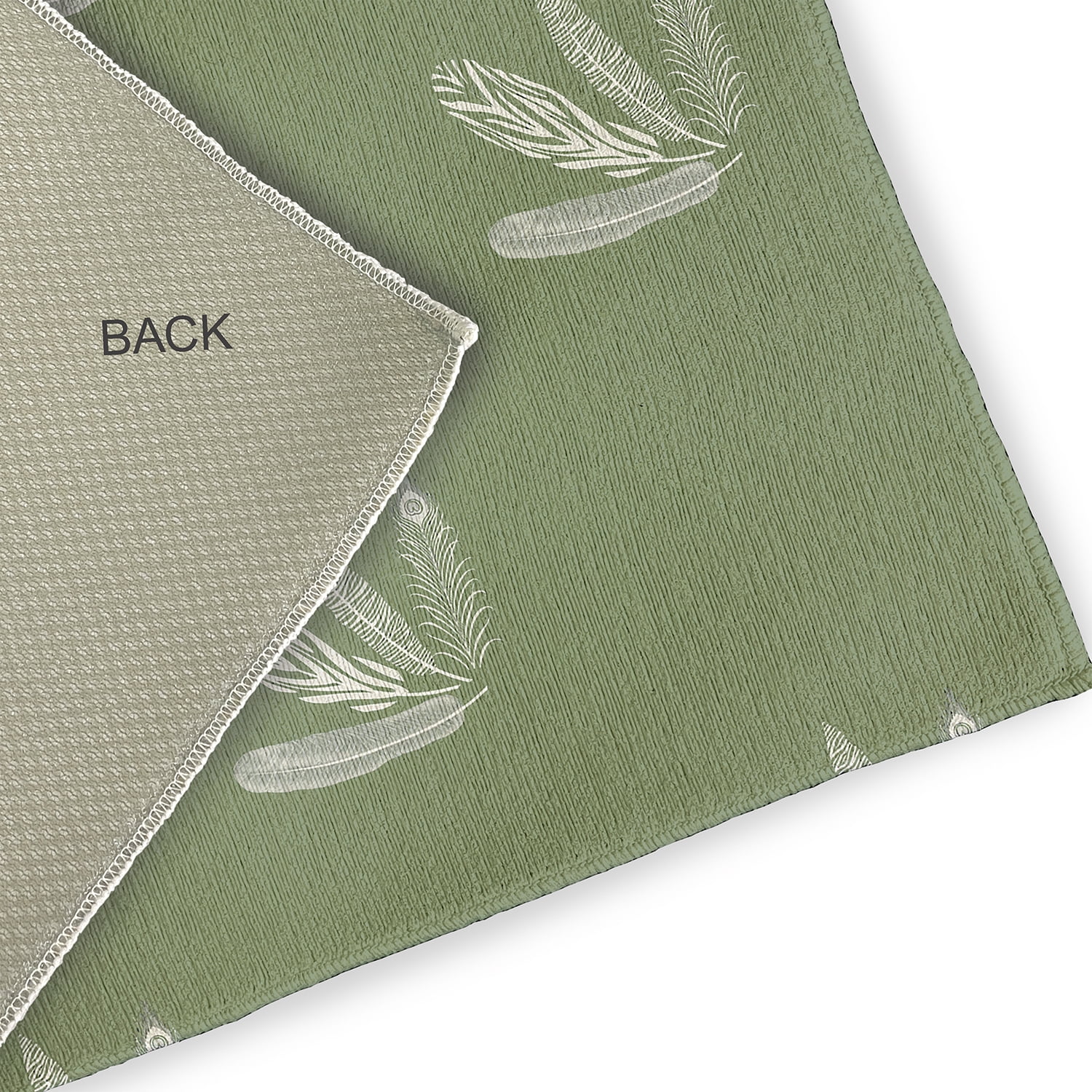 Simply Daisy 3' x 5' Muted Green Feather Pattern Spring Chenille Indoor/Outdoor Rug