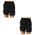 thumbnail image 4 of Jumpingount Pantalones cargo Pantalones cortos con bolsillos Cintura suelta Pantalones de verano Ropa de calle elástica Pantalones de playa de Negro 3XL 2Conjunto, 4 of 6
