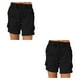 thumbnail image 3 of Minnieouse Pantalones cargo de dama Pantalones cortos de bolsillo Cintura suelta Pantalones de verano Moda Negro 3XL 2Conjunto, 3 of 6