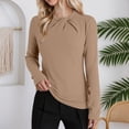 thumbnail image 2 of EDFBUYKRS Women's Plus Size Tie Front Blouse with Long Sleeves, Sizes S, 2 of 5
