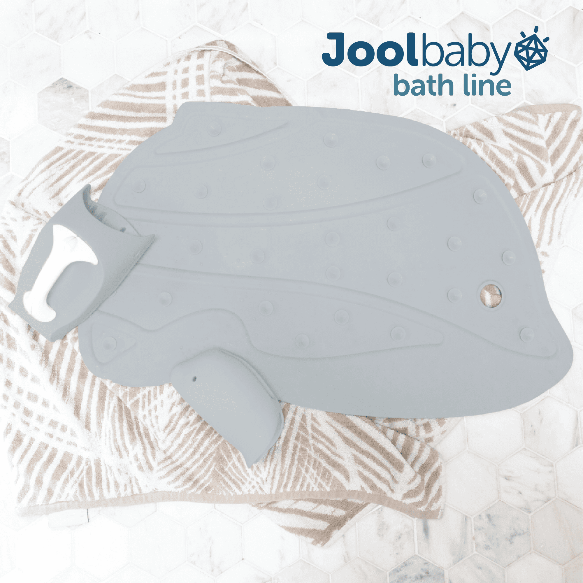 Jool Baby Bath Mat with Suction Cups – Blue – Non-Slip Rubber Mat for Kids