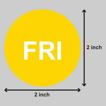 Deal of the Day - Round Friday Stickers (2 inch, 300 Stickers per Roll, Yellow) for Inventory or Shipping