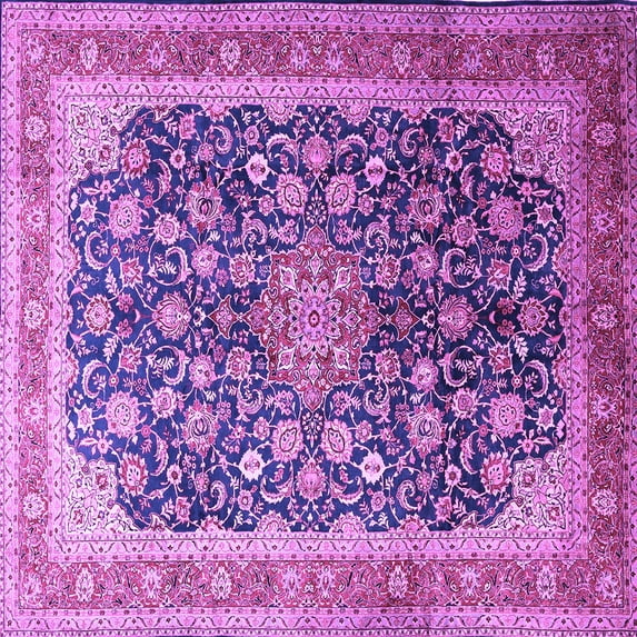 Ahgly Company Indoor Square Medallion Purple Traditional Area Rugs, 8' Square