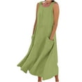 thumbnail image 2 of Women's Fashionable Sleeveless Cotton And Linen Round Neck Printed Long Dress Dress Women's Casual Dresses Cotton Dresses For Women 2024 Casual, 2 of 5