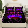 thumbnail image 3 of Full Size Gamer Fitted Sheet ,Gaming Bedding Sets Teens,Gamepad Console Gamer Bed Sheets Video Game Room Decor,Black Purple Pink Tie Dye Bed Cover, 3 of 5