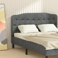 thumbnail image 2 of Costway Queen Upholstered Headboard Adjust Button Tufted Faux Linen Dark Grey, 2 of 10