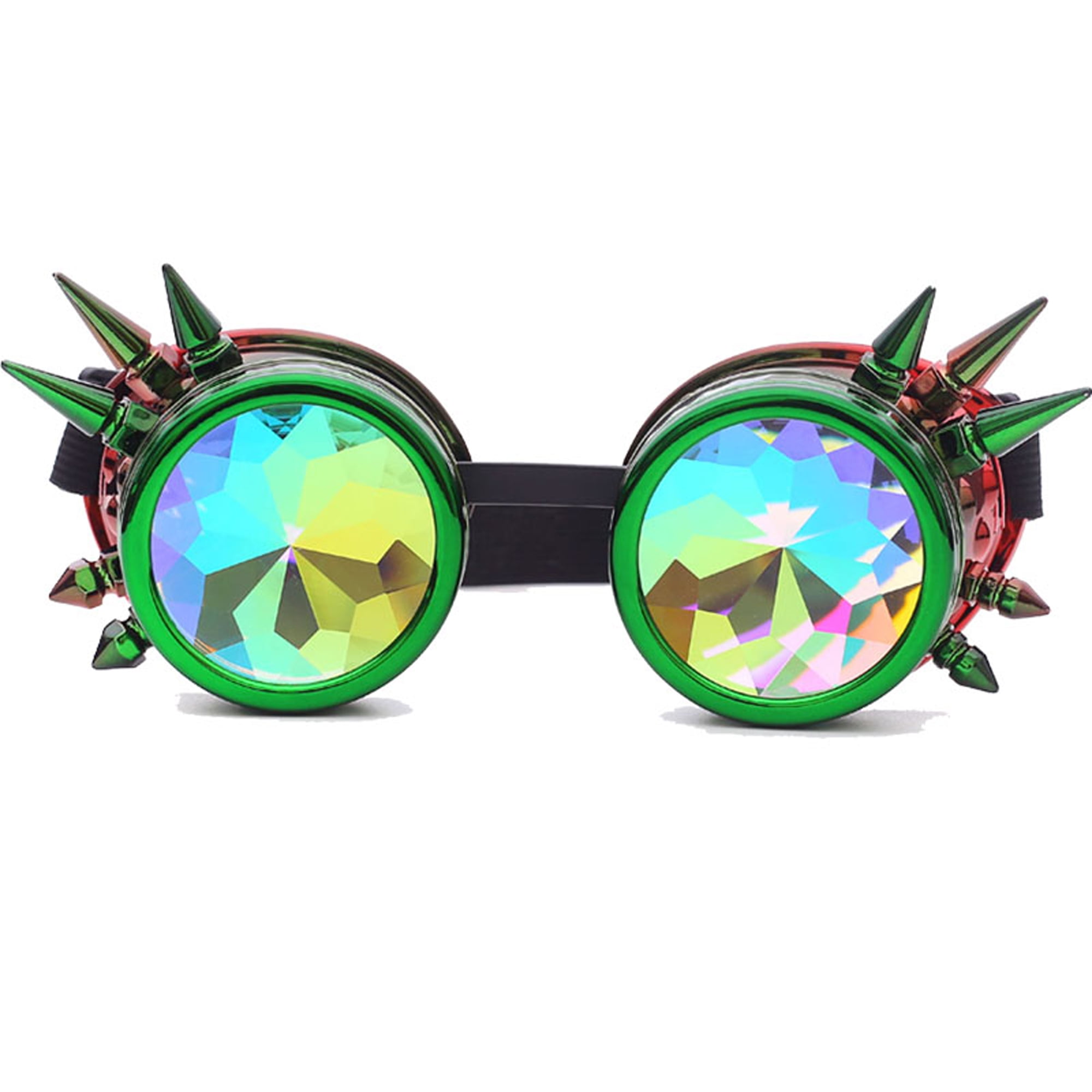 BONNIO Kaleidoscope Rainbow Steampunk Goggles Crystal Lenses Welding Eye Protect Vintage Glasses 
