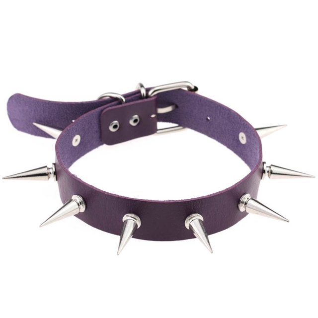 Gargantilla redonda de cuero de PU con collar de pinchos FleinngHoz JD709735493