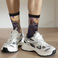 thumbnail image 6 of Rateoe Purple Flower Lazy Cat for Women Casual Calf Socks - Cute Crew Socks - Thin Soft Above Ankle Socks Size 5-11, 6 of 6