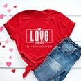 thumbnail image 2 of Penkiiy T-Shirt Graphique Cœur pour Femmes, Col en V, Saint-Valentin, Couple Assorti, Manches Courtes, Cadeau, Rouge, 2 of 7