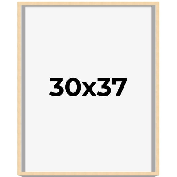 30x37 Frame Natural Wood Picture Frame | 0.75 Inch Moulding Width | with UV Acrylic Plexiglass,