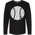 thumbnail image 3 of Inktastic Distressed Baseball in White Long Sleeve T-Shirt, 3 of 5