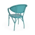 Isaac Outdoor Modern Iron Dining Chair, Set of 2, Matte Teal