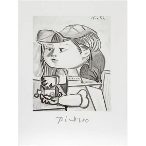 Pablo Picasso 14468 Buste De Petite Fille- Lithograph on Paper 29 In. x 22 In. - Black- White- Gray