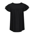 thumbnail image 5 of Moxiu Baby Doll Tops for Women 2025,Womens Summer Tops Crewneck Eyelet Ruffle Sleeve Blouses Elegant Dressy Casual Babydoll Shirts Black,XL, 5 of 7
