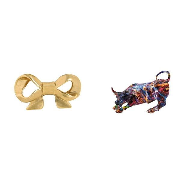 Asa de mueble,Tirador de latón con forma de lazo para muebles o armario,Estatua de toro de resina,Estatua de toro de resina pintada,escultura para el hogar,Figuras decorativas de toros para mesa