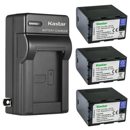 Kastar 3-Pack Battery and AC Wall Charger Replacement for JVC SSL-JVC50 SSLJVC50 JVC50 SSL-JVC70 SSLJVC70 JVC70 SSL-JVC75 SSLJVC75 JVC75 BN-S8I50 BNS8I50 Battery