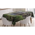 thumbnail image 1 of Ambesonne Nature Tablecloth Rectangular Table Cover, Waterfall Forest Sicily, 52"x70", Brown Green White, 1 of 3