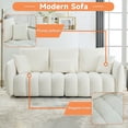 thumbnail image 4 of FFZ 79.5 inch Teddy Fabric Sofa with 3 Back Pillows and 3 Cushions, Solid Wood Frame, Beige, 4 of 14