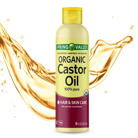 Spring Valley Organic Castor Oil - Cold Pressed - Unrefined - Hexane Free - 8 oz