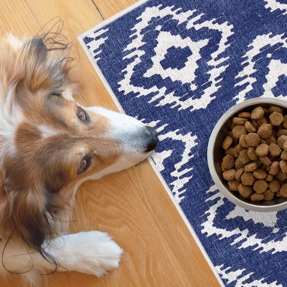SussexHome Pets Ultra-Thin Cat and Dog Litter Mat for Litter Box - Washable Soft Natural Cotton Cat and Dog Feeding Mat - Paws-Kind Slip Resistant Place Mat - 2' x 3'