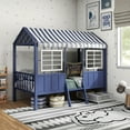 thumbnail image 2 of Furniture of America Little House Kids Metal Loft Bed with Guardrails, Blue and White, Twin, 2 of 10