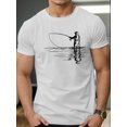 thumbnail image 1 of Reflection Fishing Printed Men's Comfortable Tee Shirt, Versatile Tees For Men, Lightweight Short Sleeve T-shirt For Summer Outdoor Activities, 1 of 5
