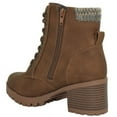 thumbnail image 3 of Soda Single Light Brown Lug Sole Chunky Heel Lace Up Platform Combat Boots (Light Brown, 6.5), 3 of 3
