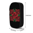 thumbnail image 4 of Large Storage Pencil Case, Square Red Roses illustration Pattern with Zipper Large Capacity Pen Bag, 4 of 8