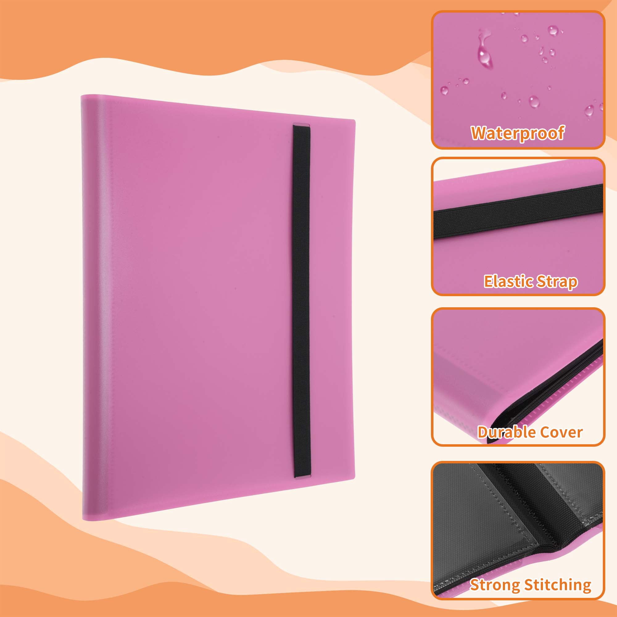 Unique Bargains Card Binder with 9 Pockets and 20 Pages ["Rose Red"]