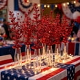 thumbnail image 4 of 2 Pack Faux Berry Flower Stems, 16.5 In Red Glitter Patriotic Floral Branch Arrangement for Independence Day Mantel Table Vase Home Decor, 4 of 6