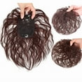thumbnail image 2 of Zhuge Small Area Short Curly Human Hair Topper Fluffy Curly Hair Topper Clip in Hairpieces Top Topper Hair Replacement Wiglets Weavy Topper Hair Pieces for Women，Blonde, 2 of 2