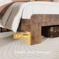 thumbnail image 5 of Full Bed Frame, Full Size Bed Frame with Storage Headboard, Farmhouse Platform Bed Frame with Charging Station and LED Lights, Sturdy Wooden Slats, No Mattress Required, No Noise，Brown, 5 of 8